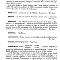 0419 - Page 415 - Thym (Essence de), Thymène, Thymol, Thymoquinone [Riche] / Thymalon [Ed. Lefèvre] / Thymbé [Ed. Lefèvre] / Thymélée [Ed. Lefèvre] / Thymène. Voy. Thym / Thymiatitis [Ed. Lefèvre] / Thymol, Thymoquinone. Voy. Thym / Thymotique (Acide) [Riche] / Thymus [G. Herrmann, F. Tourneux]