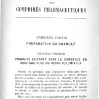 0015 - Page 13 - Première partie. Préparation du granulé. Chapitre premier. Produits existant dans le commerce en cristaux plus ou moins volumineux