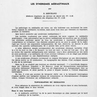 1010 - Page 1 - Supplément de janvier-février 1961. Question de concours. Les syndromes médiastinaux, par E. Bertrand...
