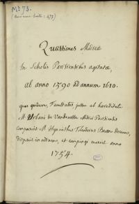 0001 - Page sans numérotation - [Page de titre] Quaestiones Medicae In Scholis Parisiensibus Agitatae, ab anno 1590 ad annum 1610