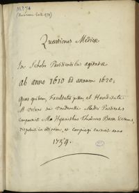0001 - Page sans numérotation - [Page de titre] Quaestiones Medicae In Scholis Parisiensibus Agitatae, ab anno 1610 ad annum 1620