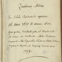 0001 - Page sans numérotation - [Page de titre] Quaestiones Medicae In Scholis Parisiensibus Agitatae, ab anno 1610 ad annum 1620