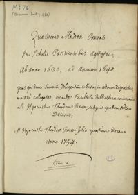 0001 - Page sans numérotation - [Page de titre] Quaestiones Medicae Omnes In Scholis Parisiensibus Agitatae, ab anno 1630, ad annum 1640