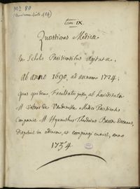 0001 - Page sans numérotation - [Page de titre] Quaestiones Medicae In Scholis Parisiensibus Agitatae, ab anno 1690, ad annum 1624