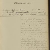 0067 - Page 30 - Rétrécissement de l'artère pulmonaire. Tuberculose des 2 sommets pulmonaires dominante à gauche. Observation N° 11