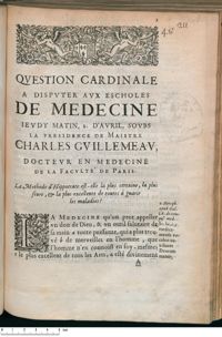0001 - Page 1 - La Methode d'Hippocrate est-elle la plus certaine, la plus seure, & la plus excellente de toutes à guarir les maladies ?