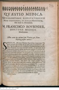 0001 - Page 1 - Estne certa & optima Luis Venerae per solam Hydrargyrosim curatio ?