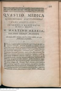 0001 - Page 1 - An ineunte febre continuâ, unâ saevo dolore ventris, opii usus phlebotomiae praeferendus.