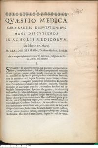 0001 - Page 1 - An in magnis inflammationibus & doloribus, sanguinis missio ad animi deliquium ?