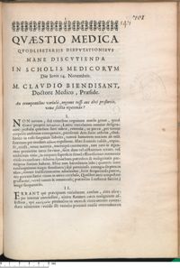 0001 - Page 1 - An erumpentibus variolis, urgente tussi aut alvi profluvio, venae sectio repetenda ?