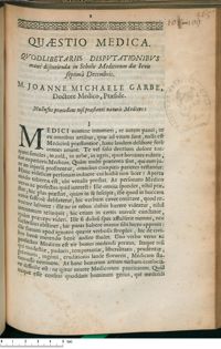 0001 - Page 1 - Nullusne praecellens nisi praestanti naturâ Medicus ?