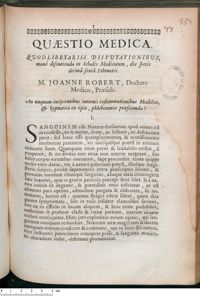 0001 - Page 1 - An unquam incipientibus internis inflammationibus Mochlica, & hypnotica ex opio, phlebotomiae praeferenda ?