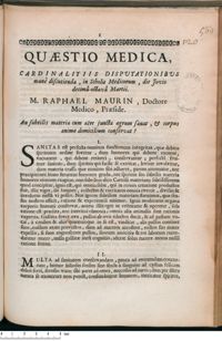 0001 - Page 1 - An subtilis materia cum aëre juncta aegrum sanat, & corpus animae domicilium conservat ?