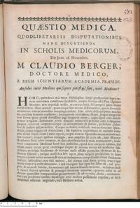 0001 - Page 1 - An solus inter Medicos qui sapere potest & fari, verè Medicus ?