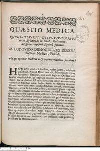 0001 - Page 1 - An qui optimus Medicus is & ingenio vaticinio praeditus ?