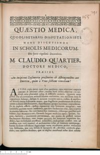 0001 - Page 1 - An incipienti Dysenteriae praesentius ab Astringentibus aut Emeticis, quàm à Venae-sectione remedium ?