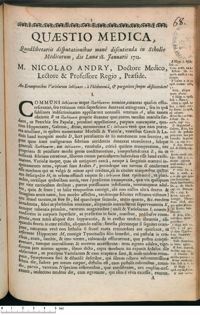 0001 - Page 1 - An Erumpentibus Variolarum ικθυμασιν, à Phlebotomiâ, & purgatione semper abstinendinum ?