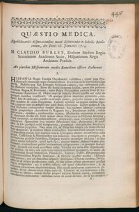 0001 - Page 1 - An pluribus Hispanorum morbis Remedium efficax Balneum ?