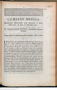 0001 - Page 1 - An quae statim à menstruâ purgatione concipiunt, citiùs pariunt ?