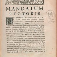 0001 - Page sans numérotation - Mandatum rectoris.
