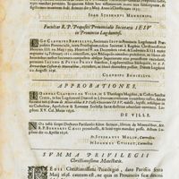 0015 - Page sans numérotation - Facultas R. P. praepositi provincialis societatis Jesu in provincia veneta / Facultas R. P. praepositi provincialis societatis Jesu in provincia lugdunensi / Approbationes / Summa privilegii christianissimae majestatis