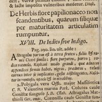 0211 - Page 190 - De herbis flore papilionaceo non scandentibus, quarum siliquae per maturitatem articulatim rumpuntur. XVIII. De indico sive indigo