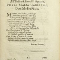 0016 - Page sans numérotation - All'illustre & Eccellmo signiore, Pietro Maria Canepario