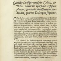 0111 - Page 90 - Candelae facésque cerosae in castris, & bellis nocturnis usurpatae resistunt pluviis, & ventis diutissimeque perdurant ; quarum descriptio sequitur