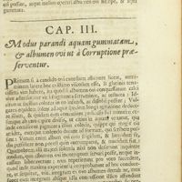 0324 - Page 303 - Cap. III. Modus parandi aquam gummatam, & albumen ovi ut à corruptione praeserventur