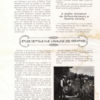 0110 - Page 98 - Variétés. 2e Congrès national du froid / Les distilleries étrangères en France / 3e Congrès international des coiffeurs-parfumeurs et industries similaires / Etude critique sur l'analyse des absinthes