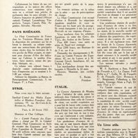 0099 - Page 86 - Informations / Pays Rhénans / Syrie [E. Baube] / Italie / Un livre utile