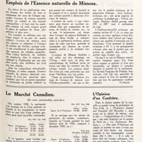 0120 - Page 107 - Emplois de l'essence naturelle de mimosa [Floriane] / Le marché Canadien / L'Opinion d'un confrère