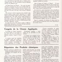 0219 - Page 206 - Summary of n° 10 - Sumario del n° 10 [P. M.] / Congrès de la chimie appliquée / Répertoire des produits chimiques