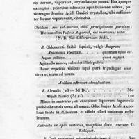 0048 - Page 46 - Oxidum, seu sub-murias, stibii praecipitando paratum ; Dictum olim Pulvis Algaroth, vel mercurius vitae. (N. R. Sub-Chlorutetum Stibii) / Acidum nitricum alcoolisatum / Extracta ex opio materies, morphina dicta, auctore D. Robiquet