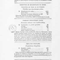 0010 - Page 8 - Tablettes de bicarbonate de soude. Tablettes de Vichy ou de d'Arcet. Tabellae cum bicarbonate sodico / Pommade épispastique jaune. Pomatum luteum cum cantharidibus / Emplâtre diapalme. Emplastrum diapalma