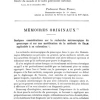 0012 - Page 10 - 1919. N'oublions pas [Professeur Emile Perrot] / Mémoires originaux. Quelques considérations sur la recherche microscopique du gonocoque et sur une modification de la méthode de Gram applicable à sa coloration [L. Lutz]