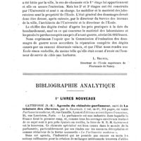 0093 - Page 92 - Variétés. Le bombardement de l'Ecole supérieure de pharmacie de Nancy [L. Bruntz] / Bibliographie analytique. 1° Livres nouveaux. Gattefossé (R.-M.), Agenda du chimiste-parfumeur, suivi de La teinture des cheveux