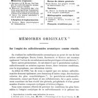 0400 - Page 401 - n° 10 - octobre 1919. Sommaire / Mémoires originaux. Sur l'emploi des sulfochloramides aromatiques comme réactifs [Dr Albert Berthelot / Mlle M. Michel]