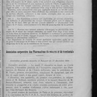 0091 - Page 67 - Le service militaire des élèves de l'Ecole d'application du service de santé des troupes coloniales / Association corporative des Pharmaciens de réserve et de territoriale. Assemblée générale annuelle et banquet du 17 décembre 1912
