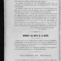 0030 - Page 26 - Prochaines réunions / Monument aux morts de la guerre / Accidents du travail
