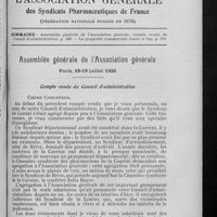 0301 - Page 249 - Sommaire / Assemblée générale de l'Association générale. Paris, 18-19 juillet 1926. Compte rendu du Conseil d'administration
