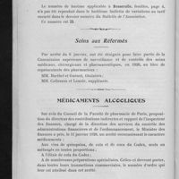 0030 - Page 28 - Tarif de l'Association générale / Soins aux réformés / Médicaments alcooliques