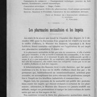 0048 - Page 46 - Conseil d'administration de l'Association générale / Les pharmacies mutualistes et les impôts