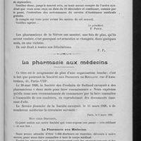 0085 - Page 83 - Assistance médicale gratuite. Un conflit / La pharmacie aux médecins