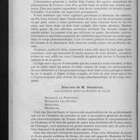0410 - Page 416 - Cinquantenaire de l'Association générale. Compte rendu du banquet officiel, du mercredi 11 juillet, organisé avec le concours de la Chambre syndicale des pharmaciens de la Seine, dans les salons du quai d'Orsay. Discours de M. Jadin... / Discours de M. Oberkirch...