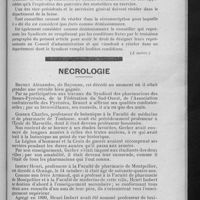 0521 - Page 527 - Statuts de l'Association générale des Syndicats pharmaceutiques de France et des Colonies. (Fédération nationale fondée en 1878) (A suivre.) / Nécrologie. [Brunet Alexandre, de Bayonne ; Gerber Charles ; Imbert Henri]