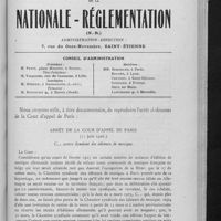 0601 - Page 1 - Conseil d'administration / Arrêt de la Cour d'appel de Paris (11 juin 1926)