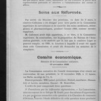 0111 - Page 110 - Assurances sociales / Soins aux réformés / Comité économique. Réunion de la Commission exécutive. 19 novembre 1928