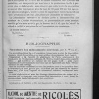 0112 - Page 111 - Comité économique. Réunion de la Commission exécutive. 19 novembre 1928 / Bibliographie. Formulaire des médicaments nouveaux, par R. Weitz