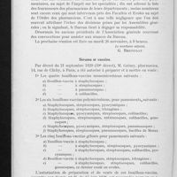 0593 - Page 582 - Partie officielle. Bureau de l'Association générale. Séances des 23 et 24 octobre 1929. Sérums et vaccins